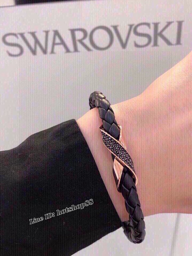 Swarovski施華洛世奇2022新款男士手鏈男款經典牛皮編織手鐲 zgb1945